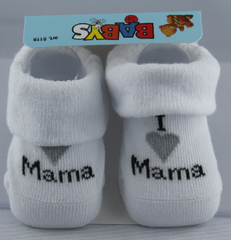 Erstlings-Söckchen „I love Mama“ in Geschenkbox